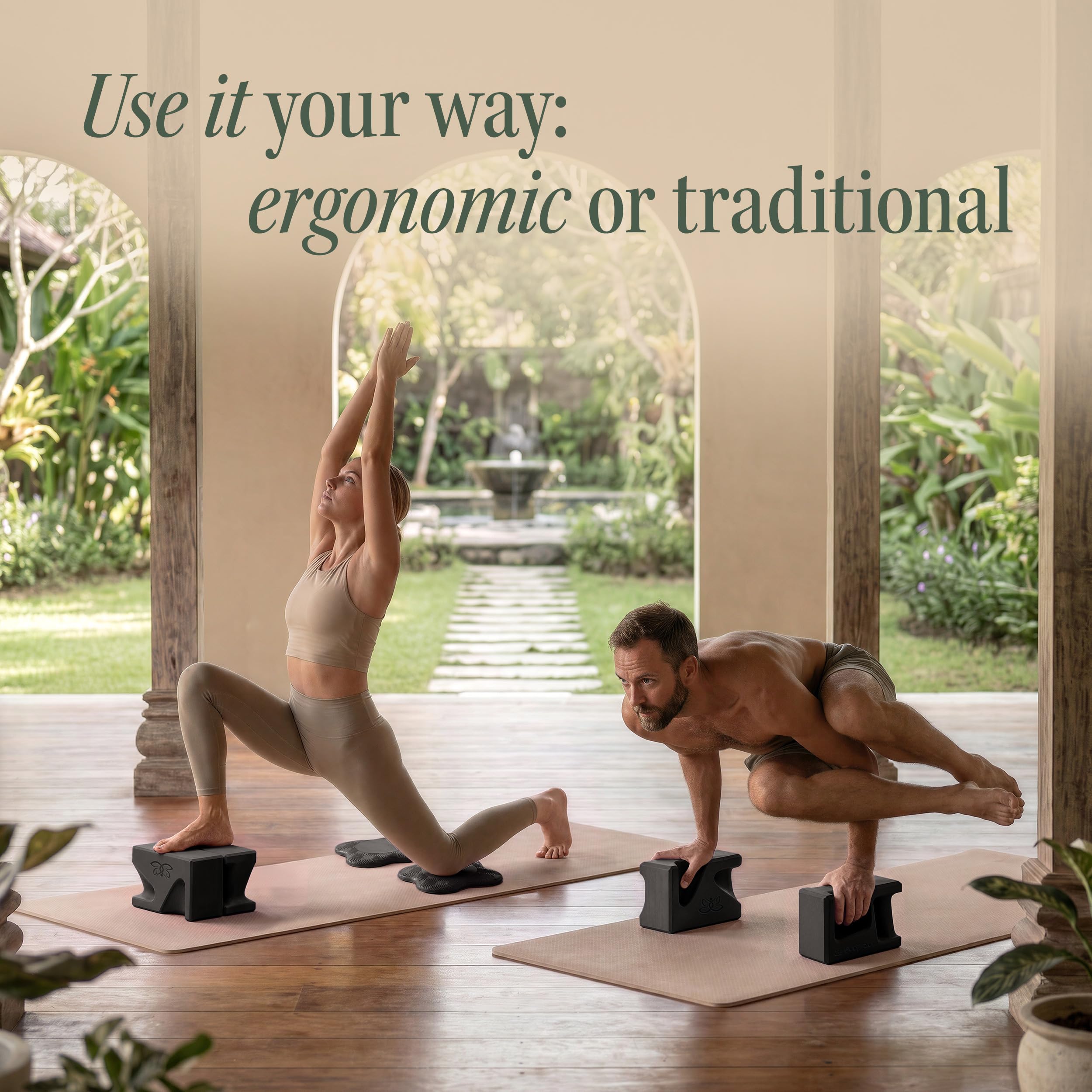 Deep-Zen blocks in use during Chaturanga showing improved wrist alignment and stable support