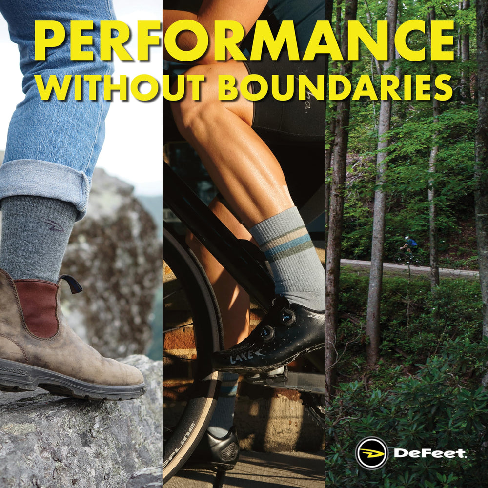 DEFEET Woolie Boolie worn in a hiking boot showing protective insulation