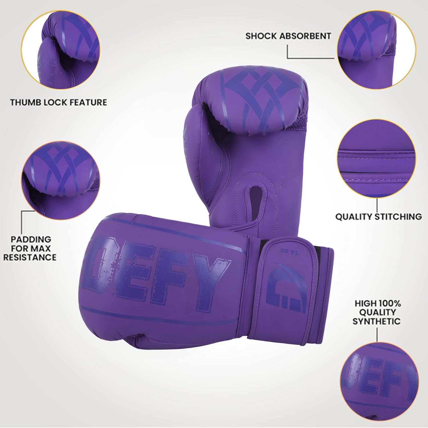 DEFY gloves striking heavy bag in gym demonstrating impact absorption benefit