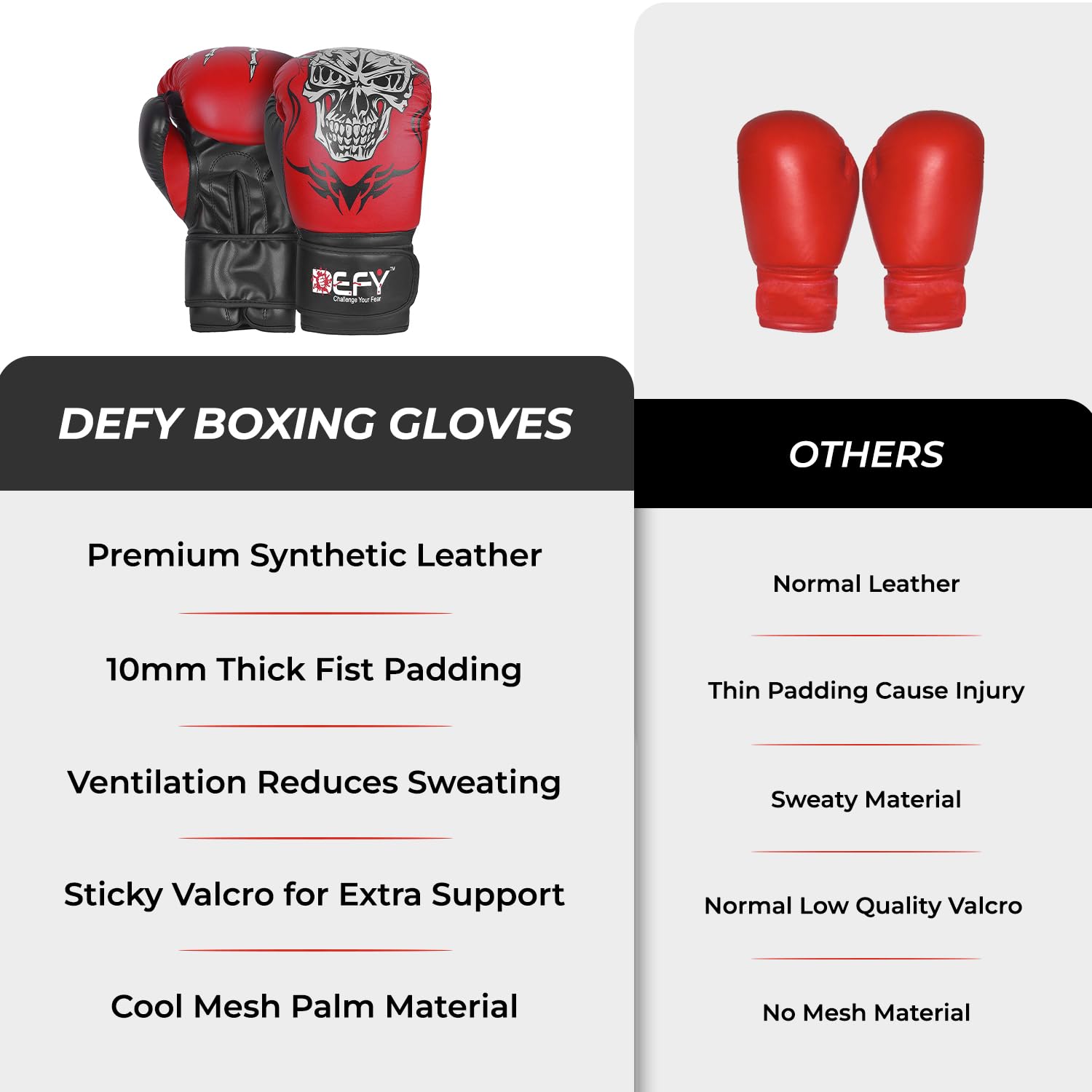 Defy Sports glove next to hand for size comparison and fit clarity benefit