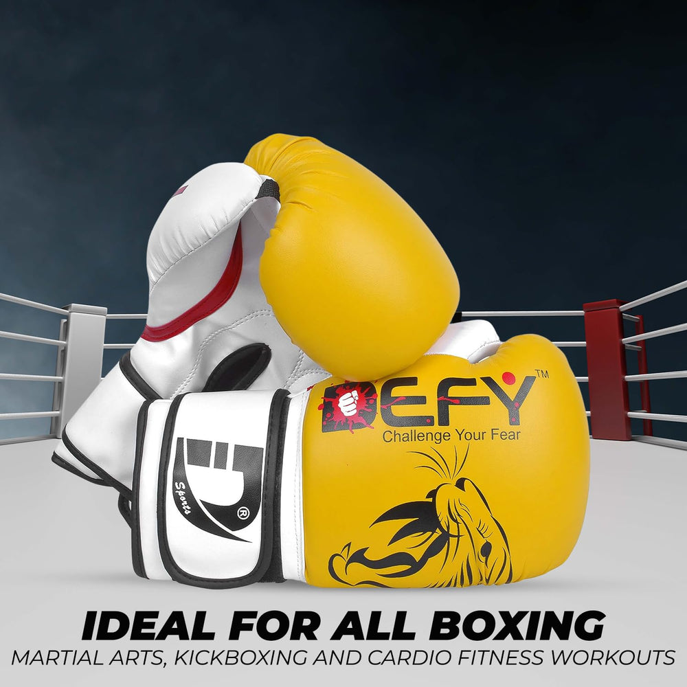DEFY Tiger beside a hand to show scale and 16 oz training weight for balanced conditioning