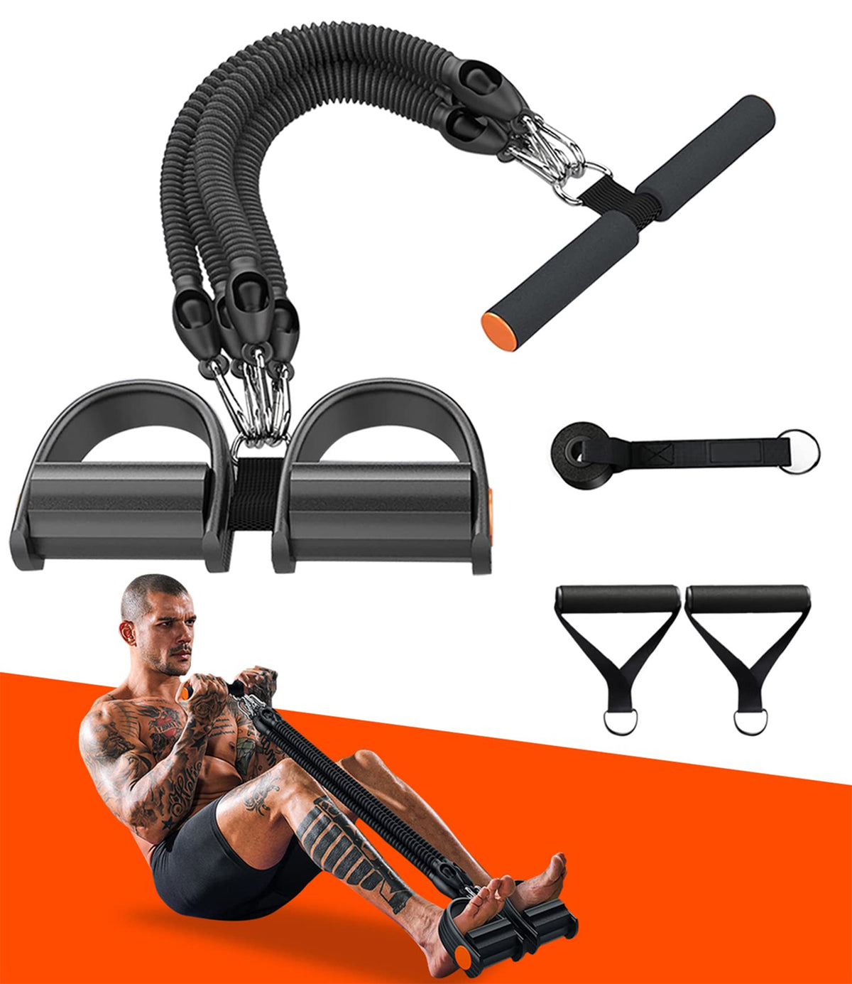 Dekeliy front view showing band set and handles for versatile home workouts
