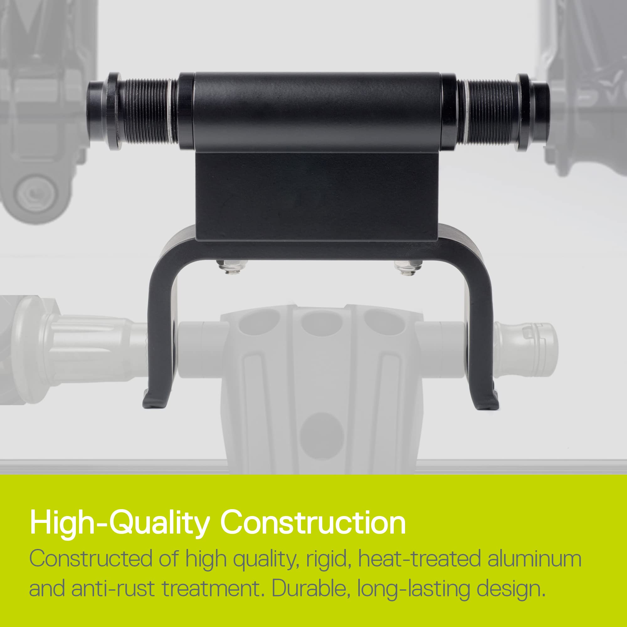 Delta showing fat-bike fork mounted securely with 150mm axle spacing