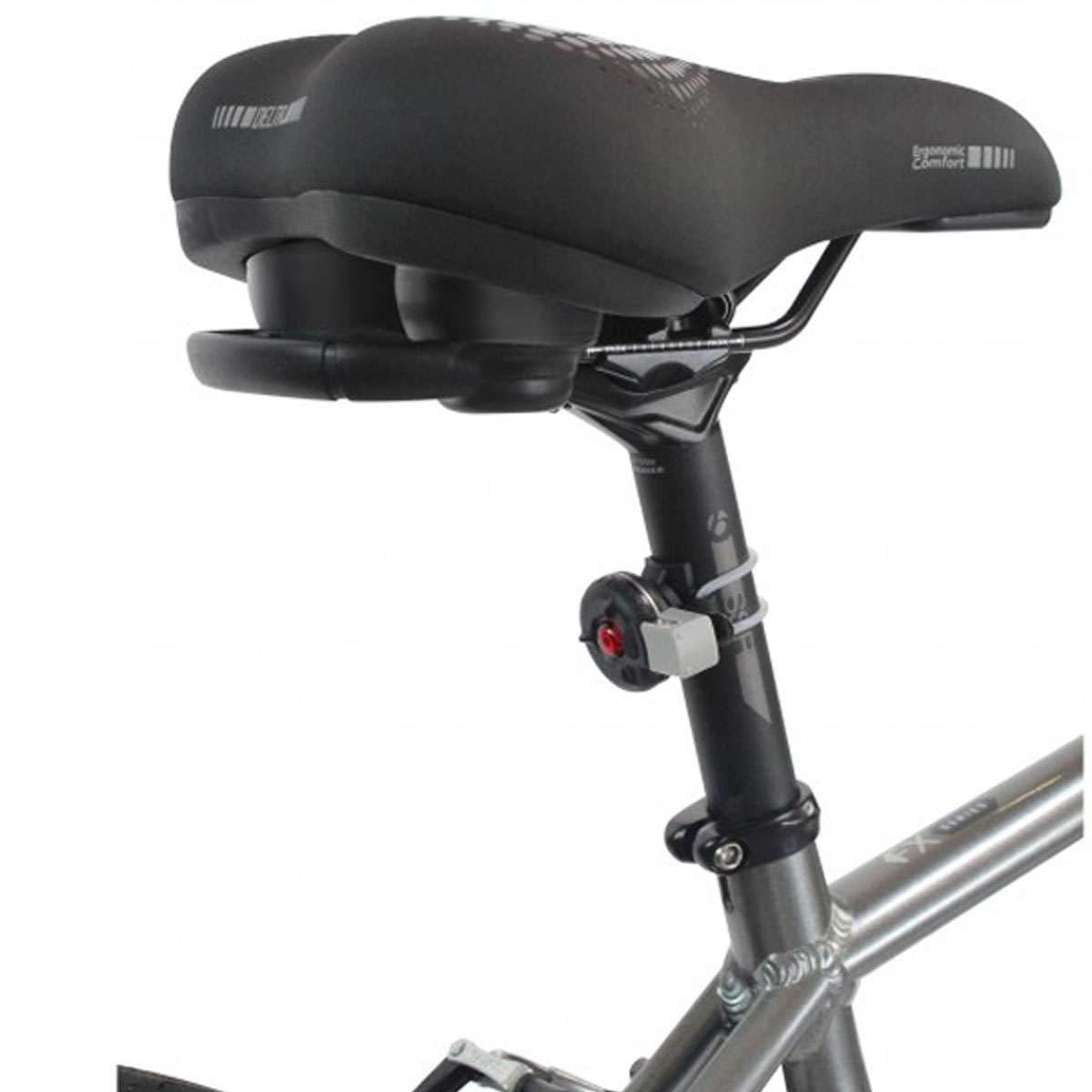 Delta saddle installed on a city bike in use for commuter comfort benefit