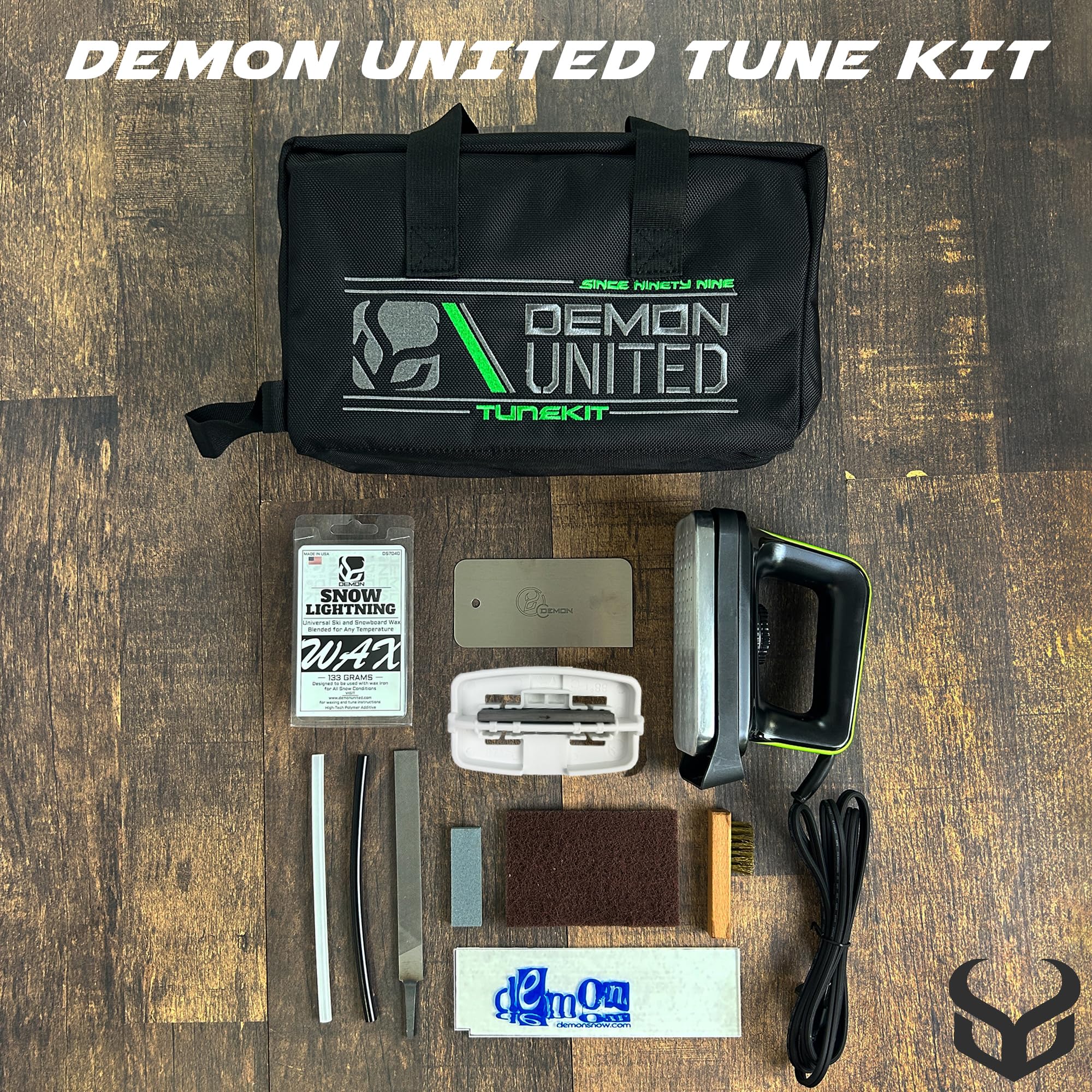 Demon United array of 13 tuning tools laid out, complete home workshop set