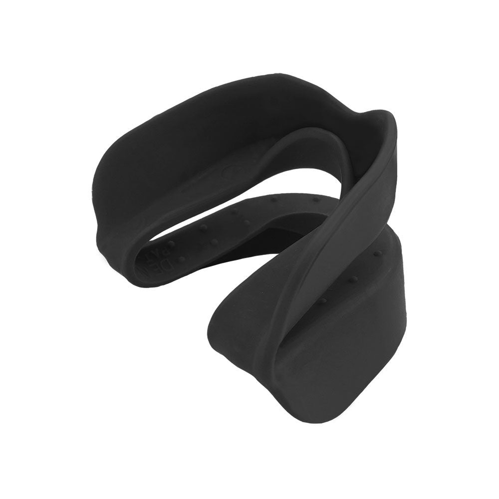 Denta-Gard youth guard in mouth with helmet showing secure fit benefit
