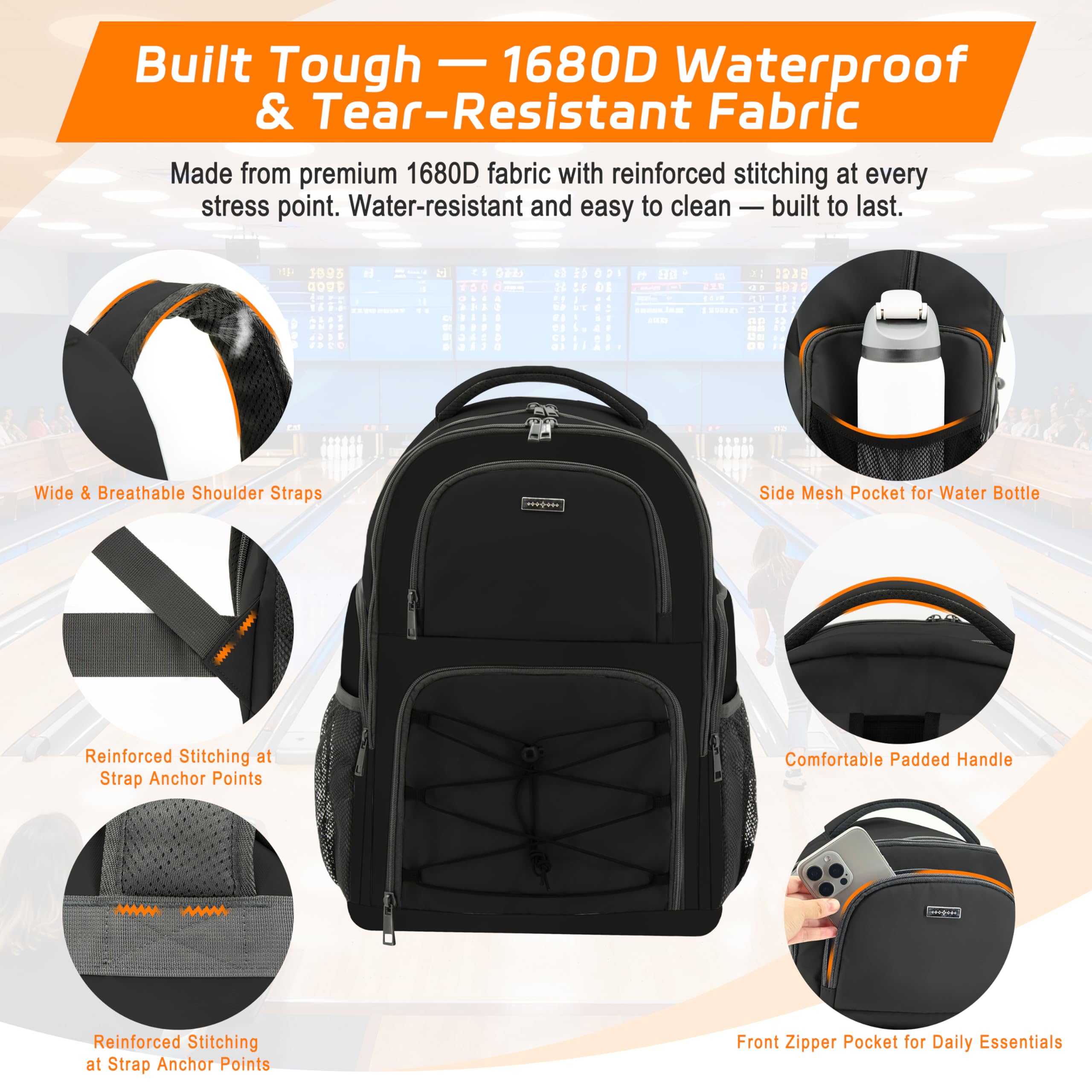 DerHutzucker padded shoulder straps and top handle for comfortable carrying and easy lift
