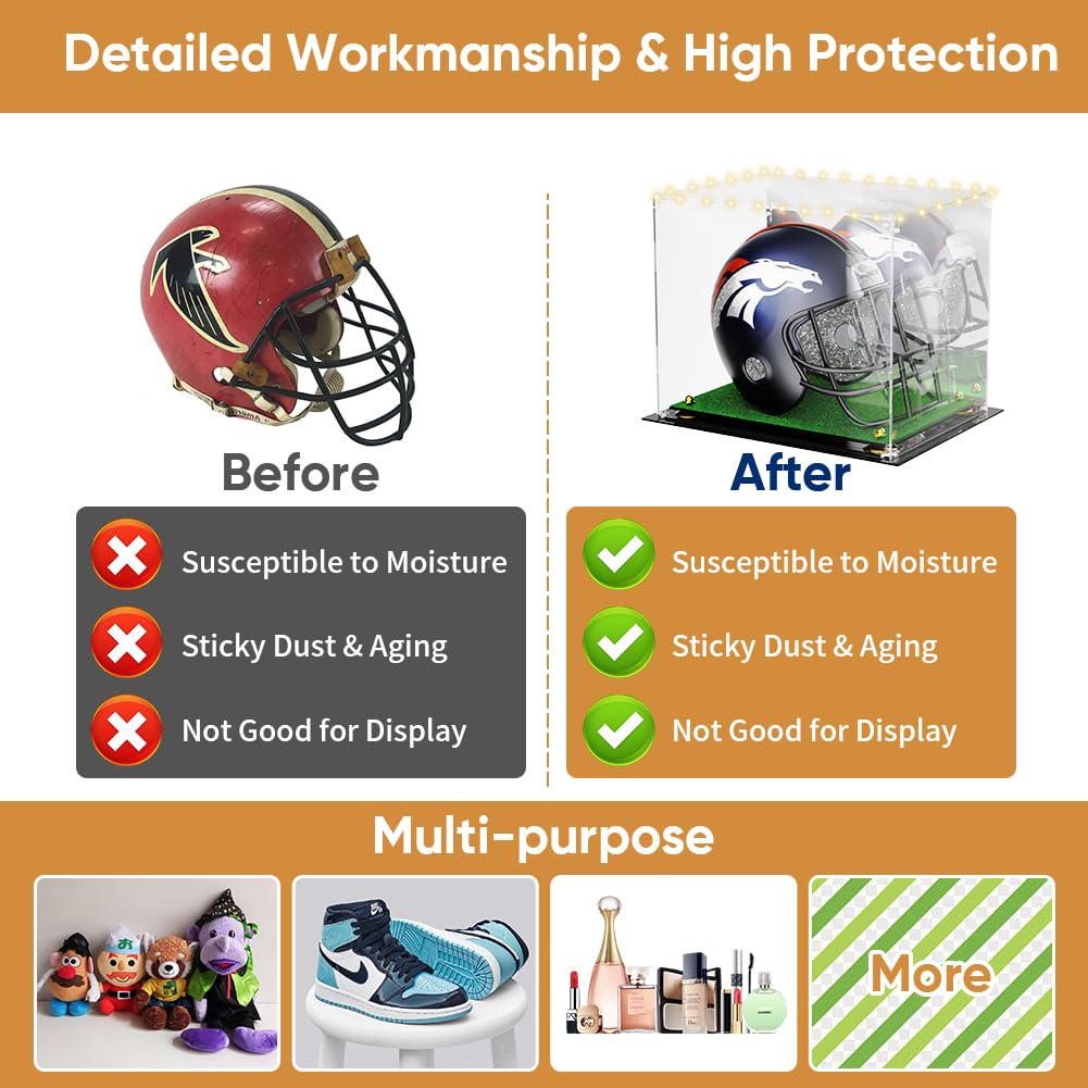 derkerry helmet inside display on shelf protecting and showcasing item