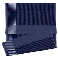 Devant Sport Towels front view showing navy white stripes and clean design benefit: easy identification