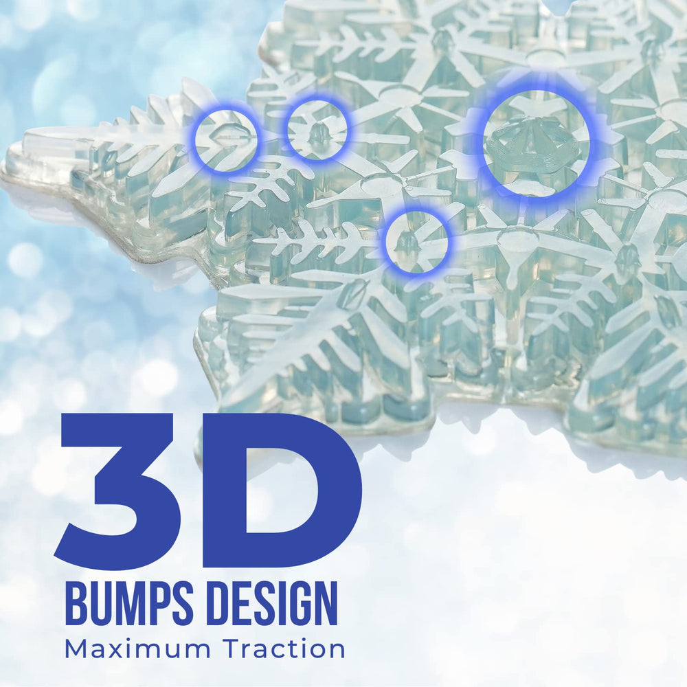 devembr closeup highlights 3D snowflake texture for improved traction