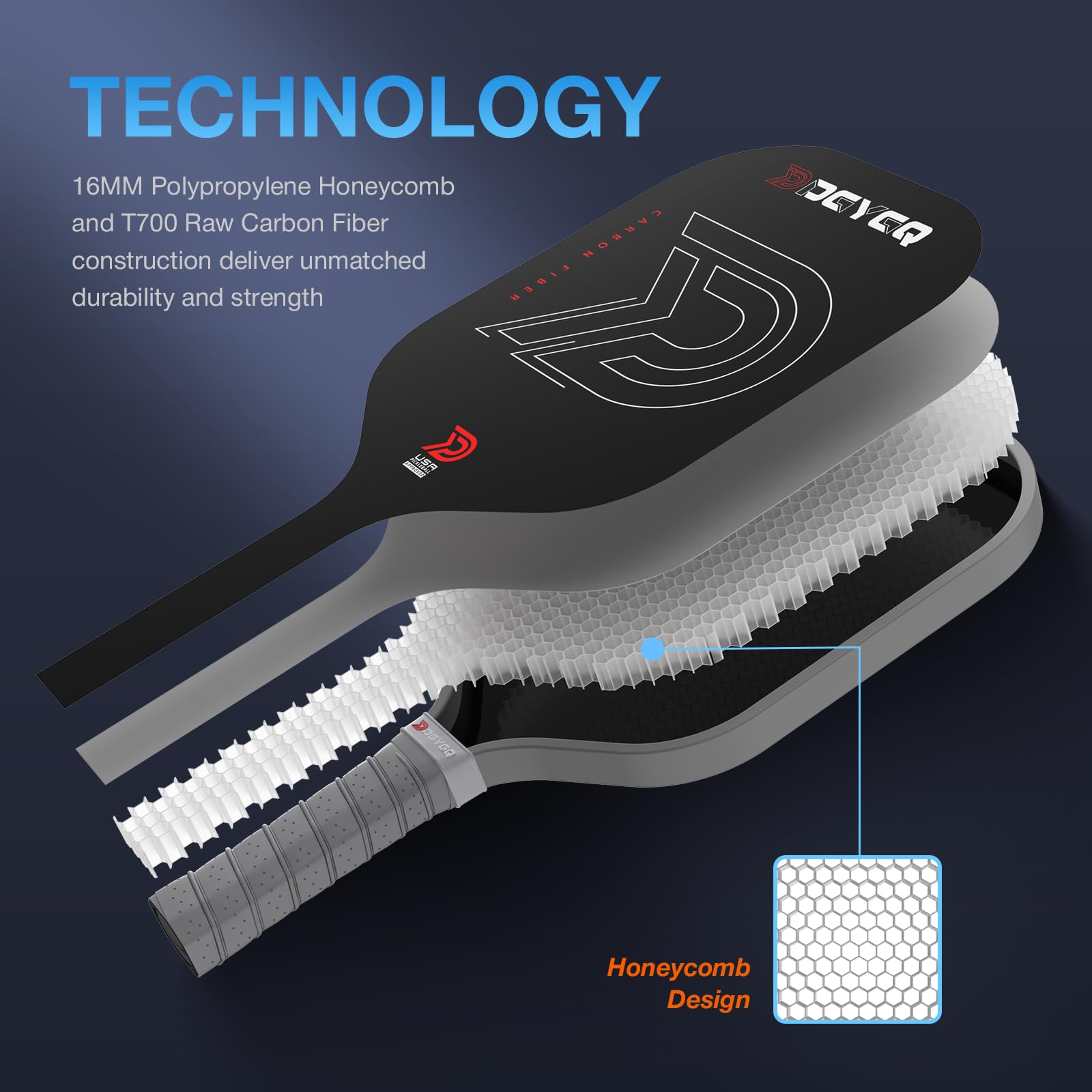 DGYGQ honeycomb core cross-section illustrating shock absorption benefit