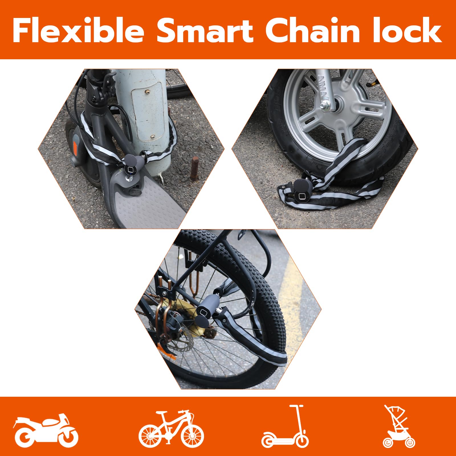 Dhiedas chain laid alongside a ruler showing the 3.28 ft locking length