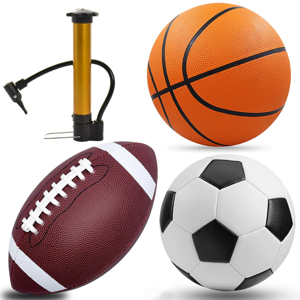 DHYLRICHER front view showing all three balls and pump, ready to play