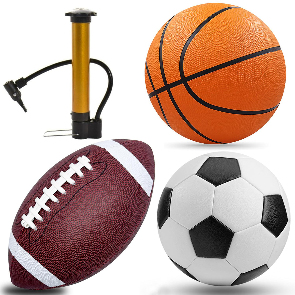 DHYLRICHER front view showing all three balls and pump, ready to play