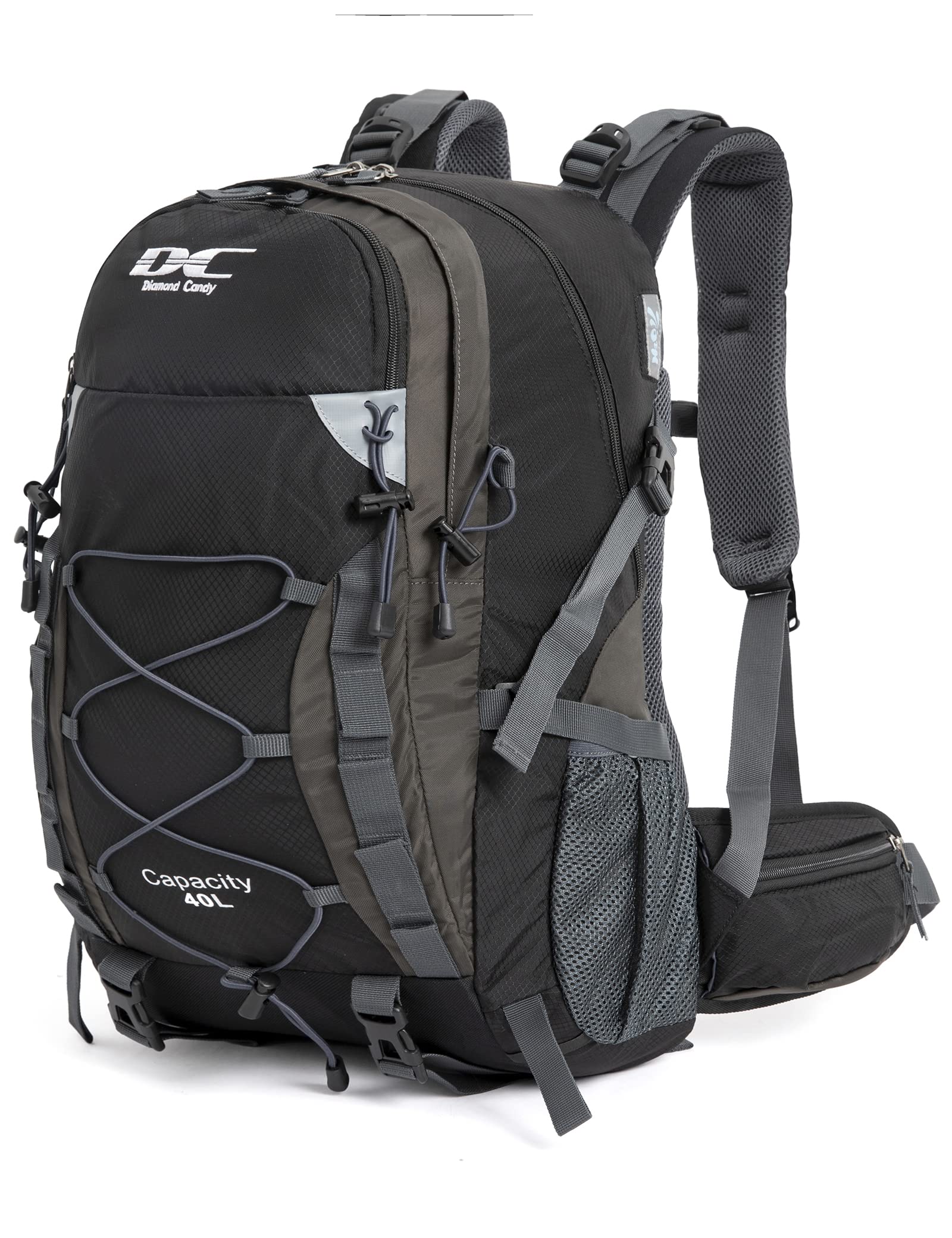 Diamond Candy front view showing organized compartments and durable fabric benefit: keeps gear tidy
