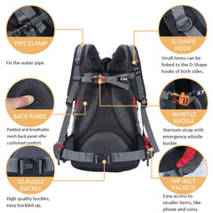 Diamond Candy rain cover stowed in bottom pocket for quick weather protection on trails