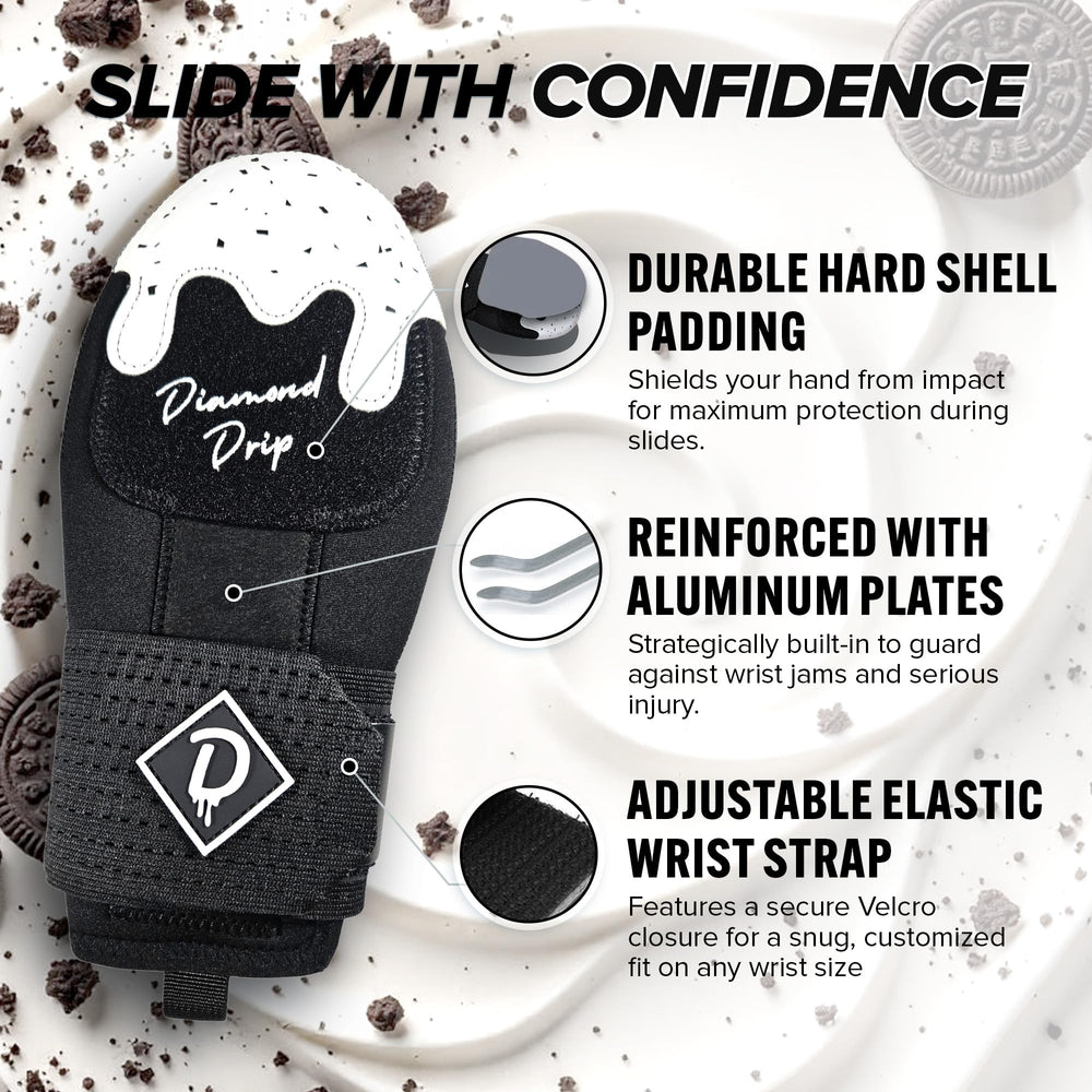 Diamond Drip neoprene back detail showing stretch comfort and secure fit during play