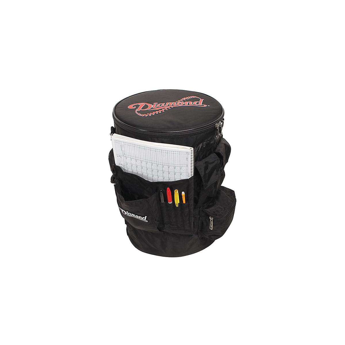 Diamond Sports front view showing pockets and padded seat for organized storage