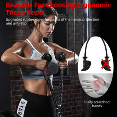 Athlete using Diaomao tricep rope on cable machine to illustrate improved range of motion