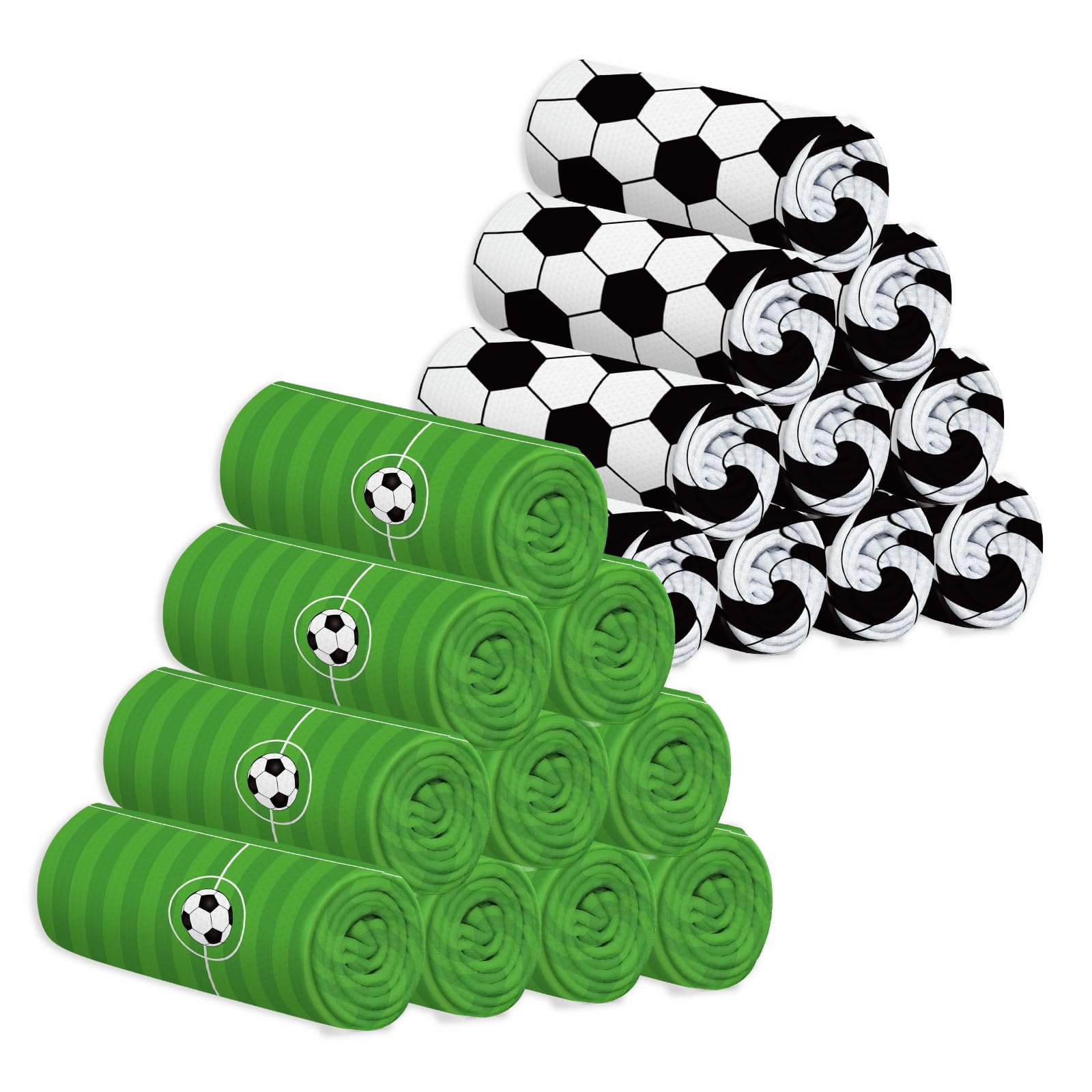 Diarafy front packaging showing soccer-themed bulk towel set and team-ready storage