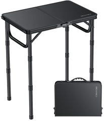 Diceaynico front view of table open showing compact portability and sturdy surface
