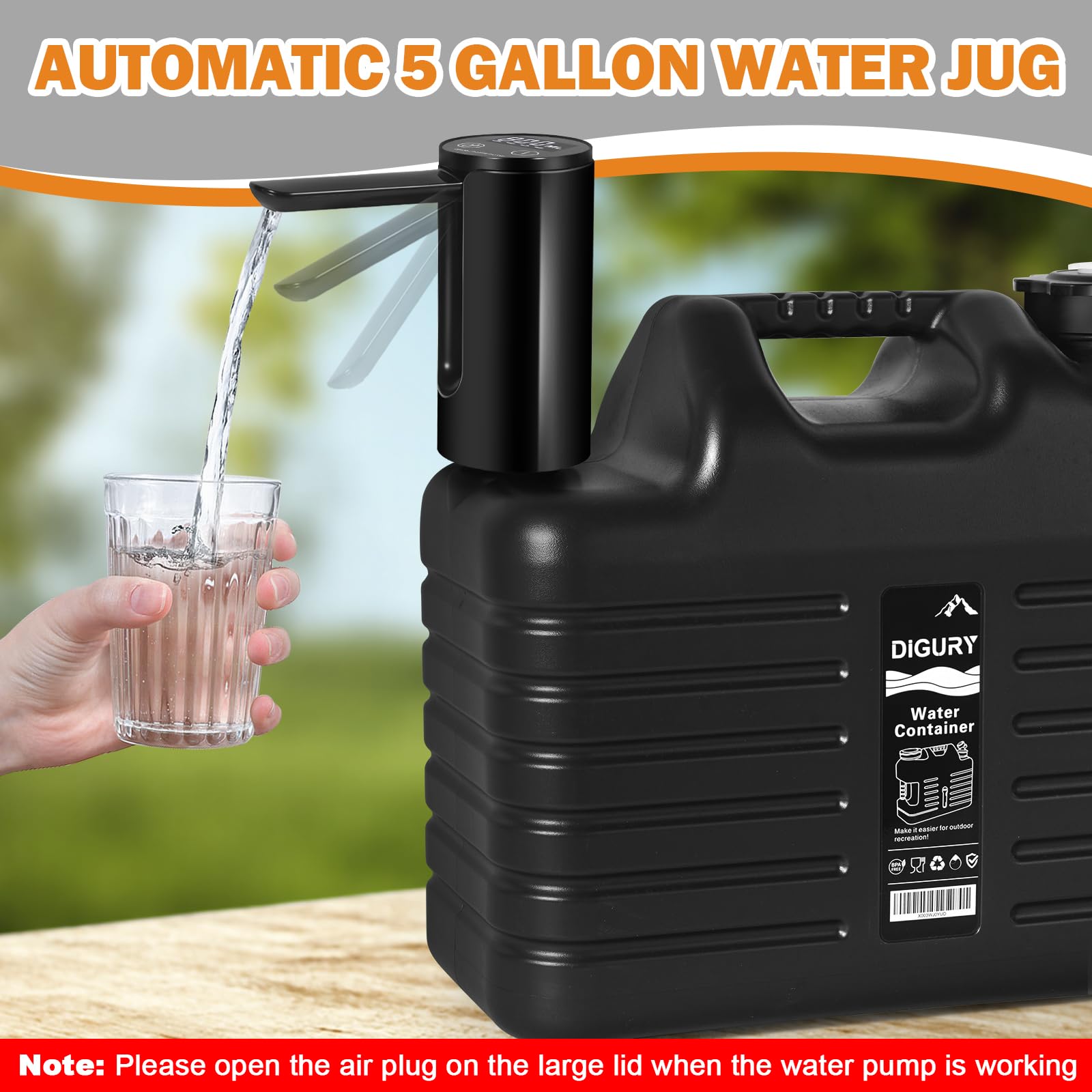 Digury jug next to camping gear to show scale and portability benefit for outdoor trips