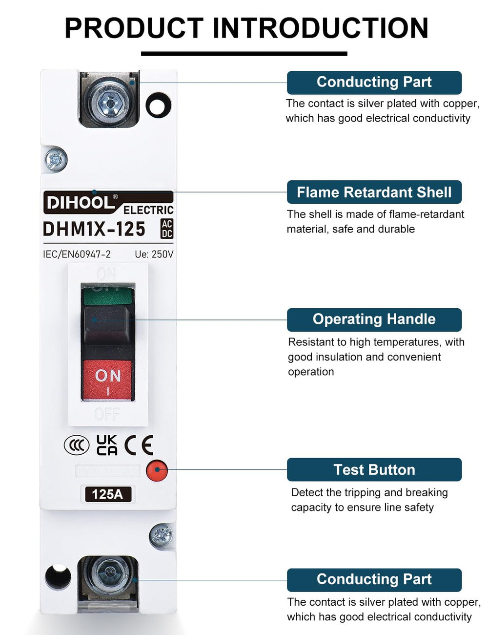 DIHOOL wiring connection detail demonstrating secure high-current terminals