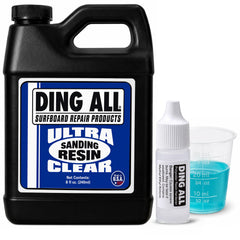 Ding All front label on 8 oz bottle showing product identity and clarity benefit