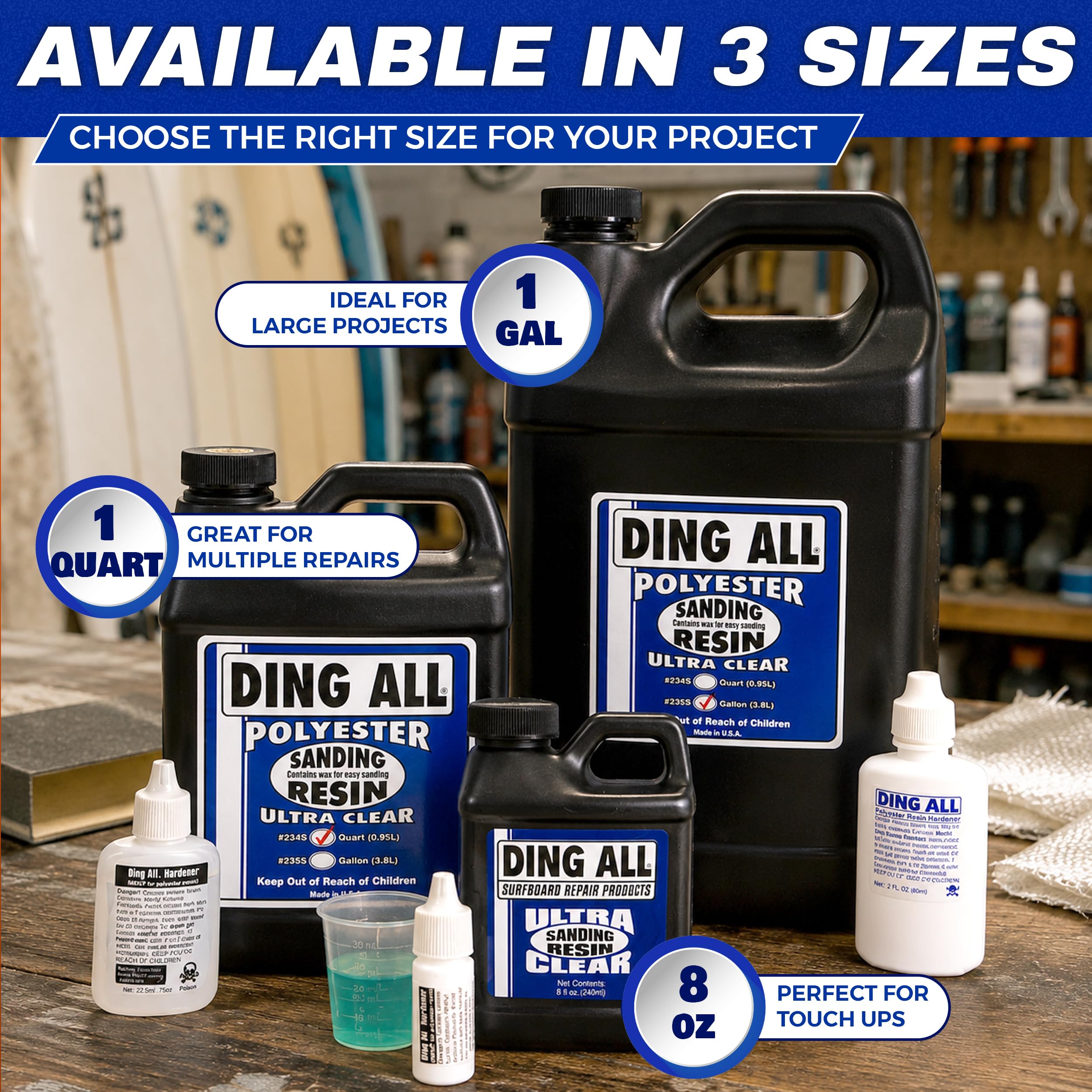 Ding All sanding resin hot-coat sanded smooth showing easy sanding benefit