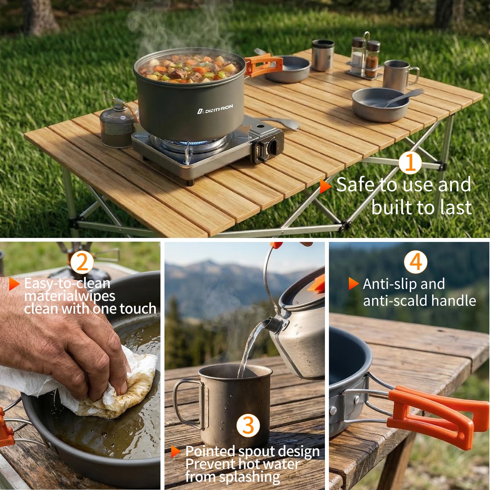 Dinithron stainless plates and deep bowls displayed for organized serving advantage