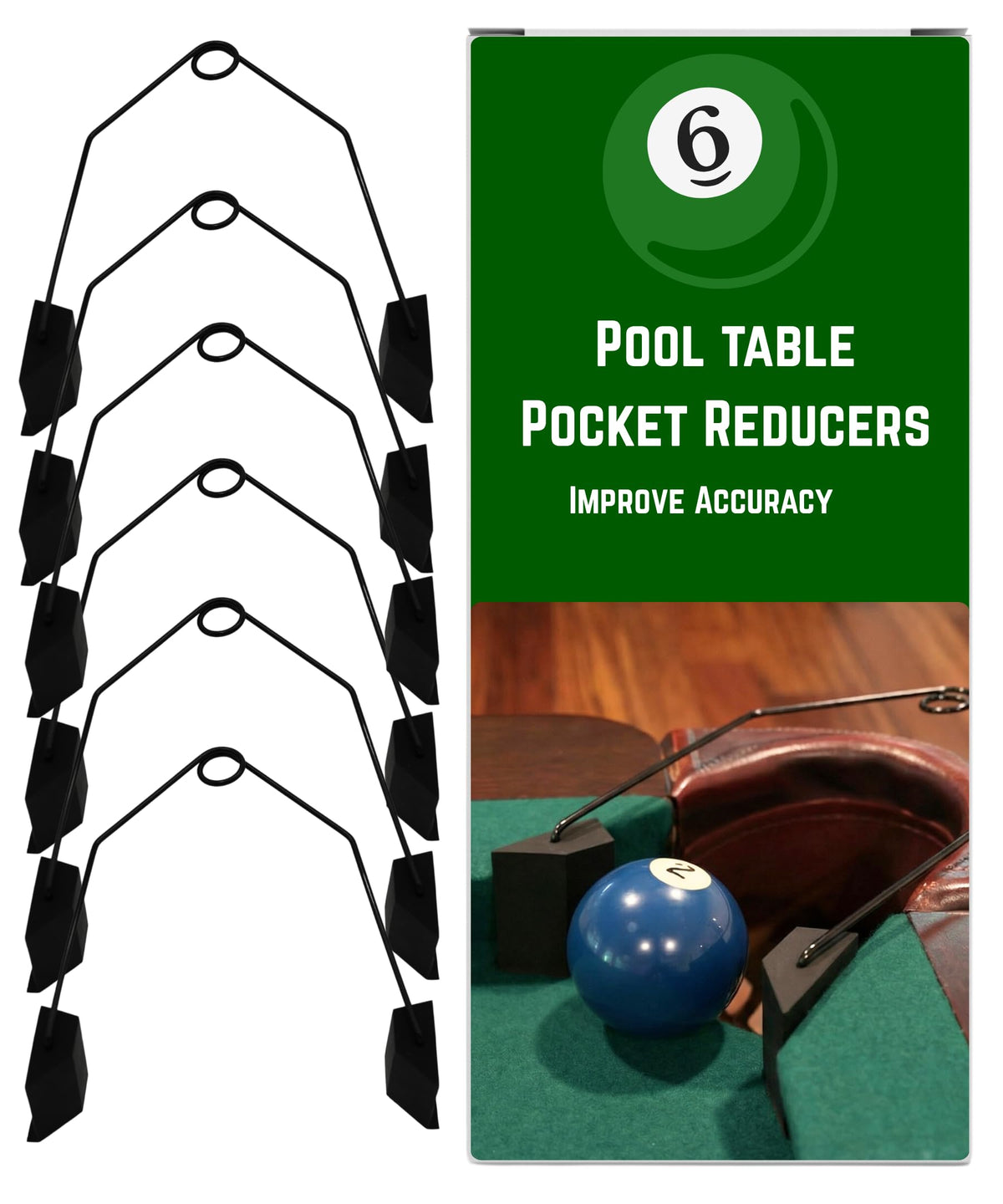 Diochey Creations front packaging showing six assembled pocket reducer sets and benefits