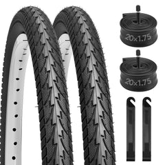 Dioty front packaging showing two 20x1.75 tires and included tubes for quick replacement