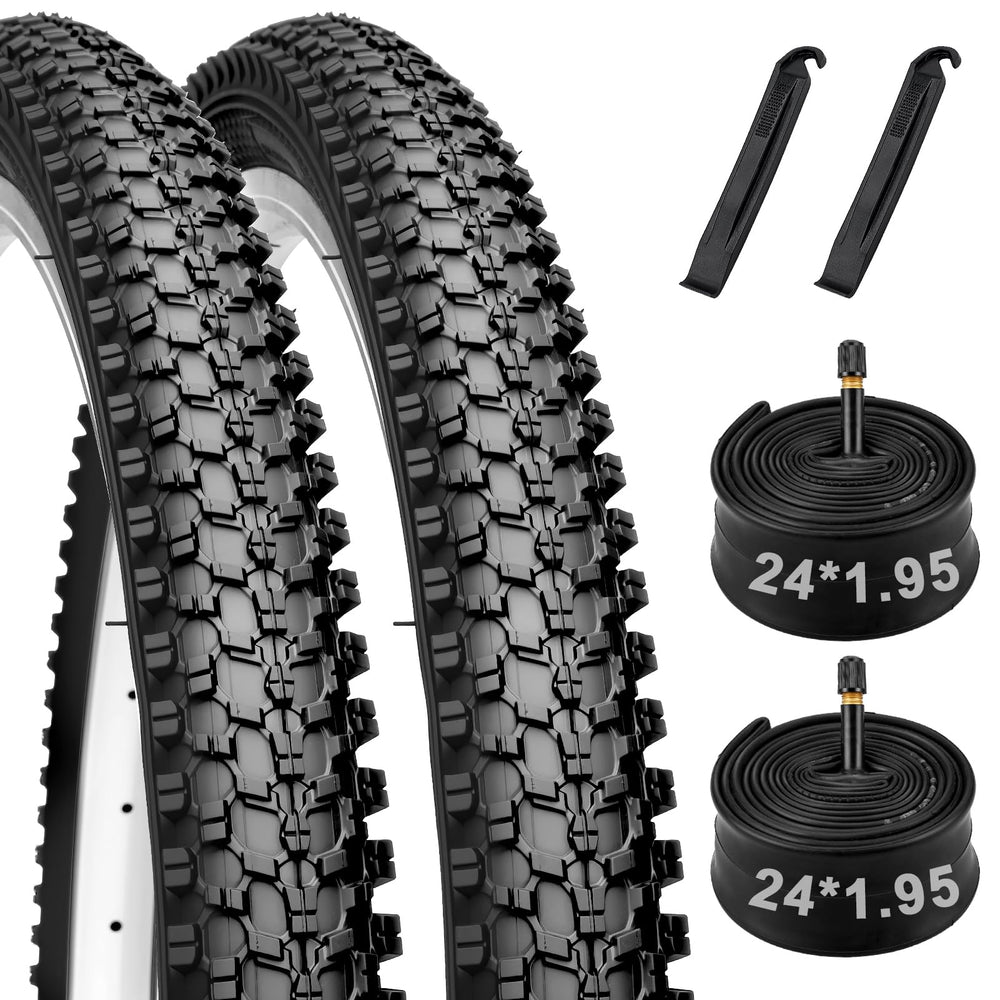 Dioty front view of two 24-inch tire set showing packaging and kit benefits