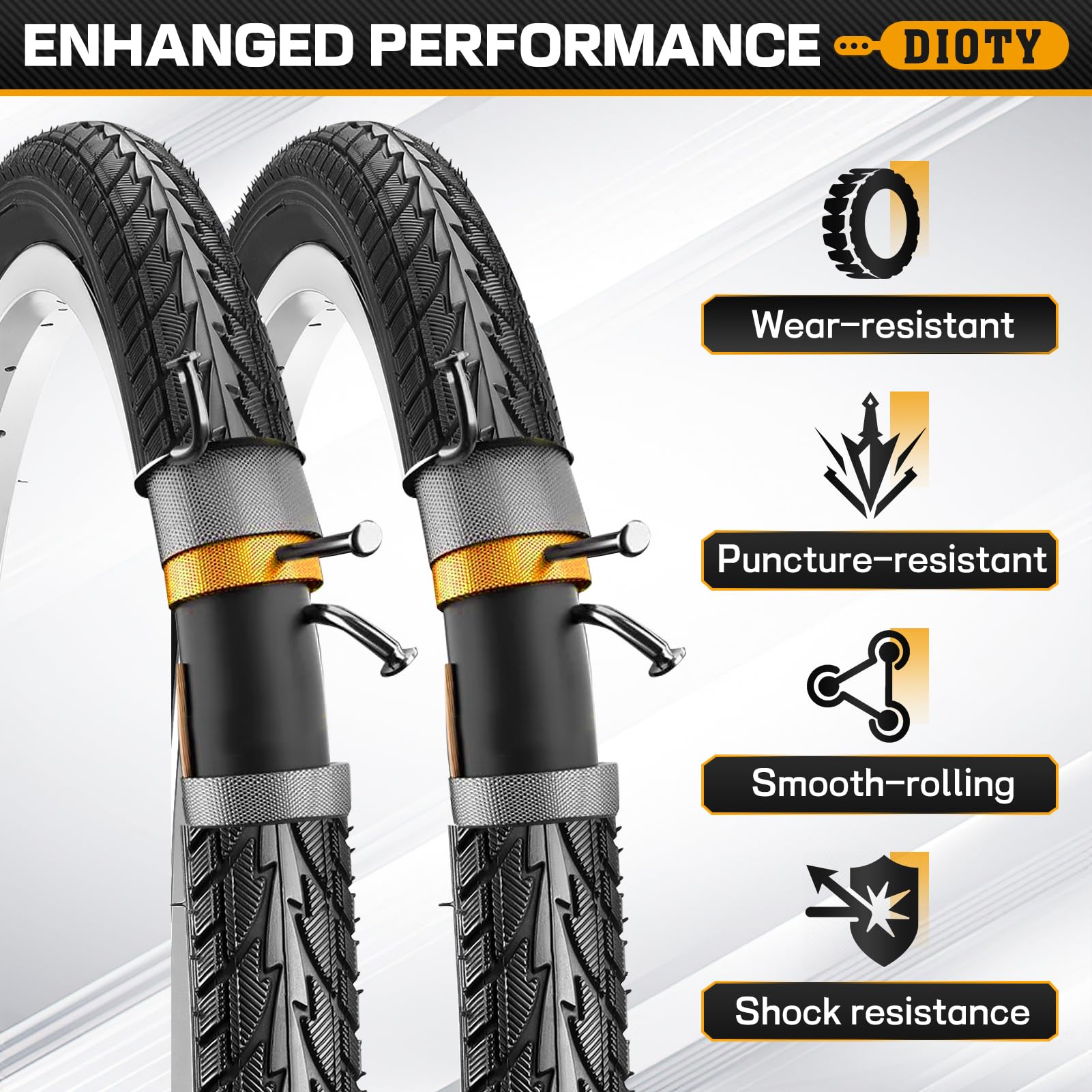 Dioty tire levers and components laid out for easy installation and roadside repairs