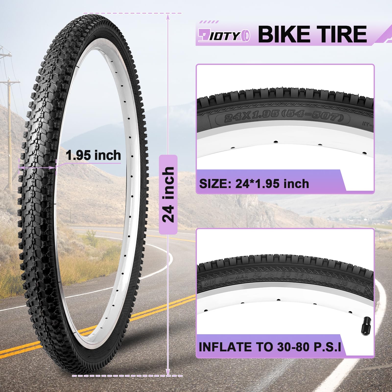 Dioty detailed sidewall and folding bead showing reinforced nylon cord strength