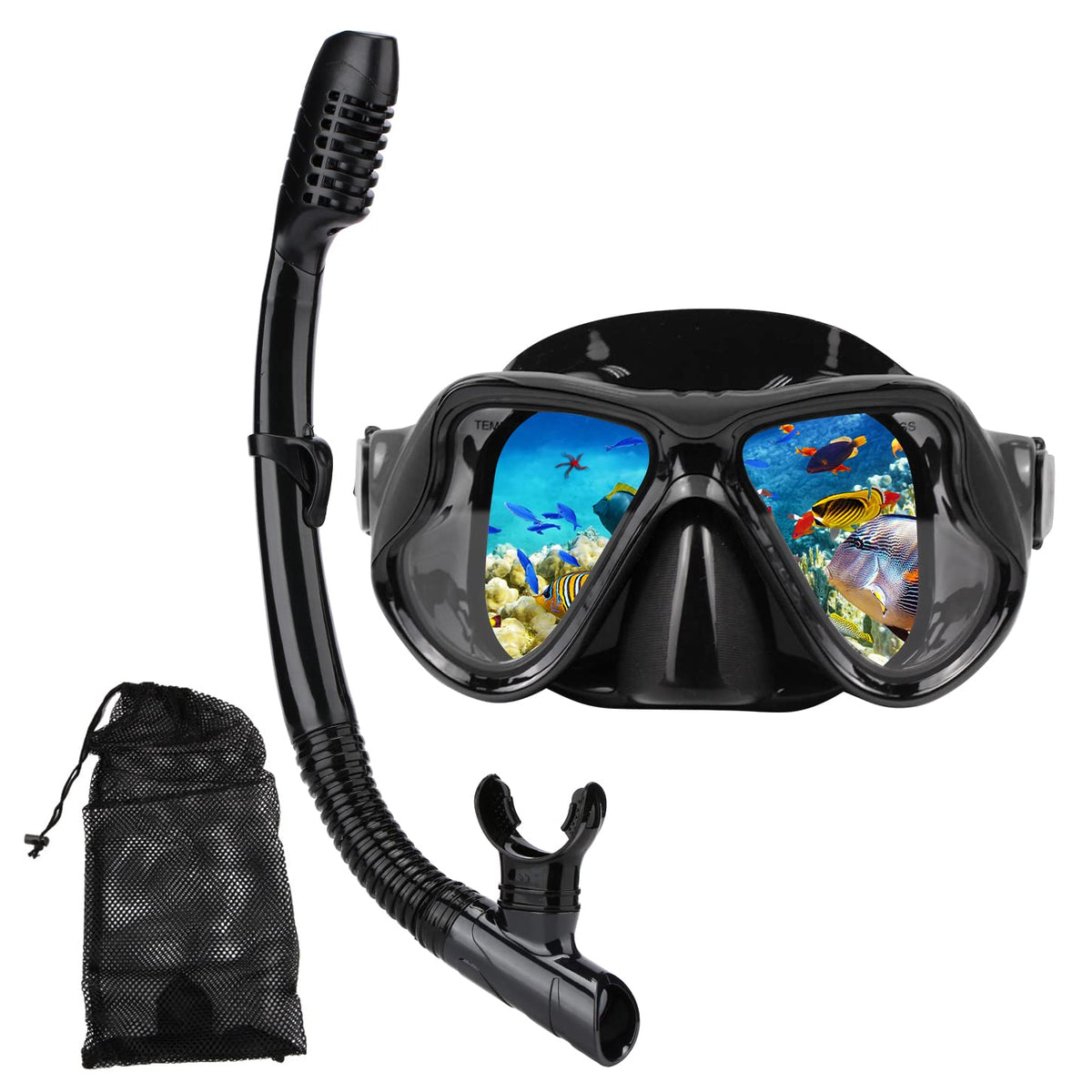 DIPUKI front view of full-face mask showing clear wide field of view and secure fit