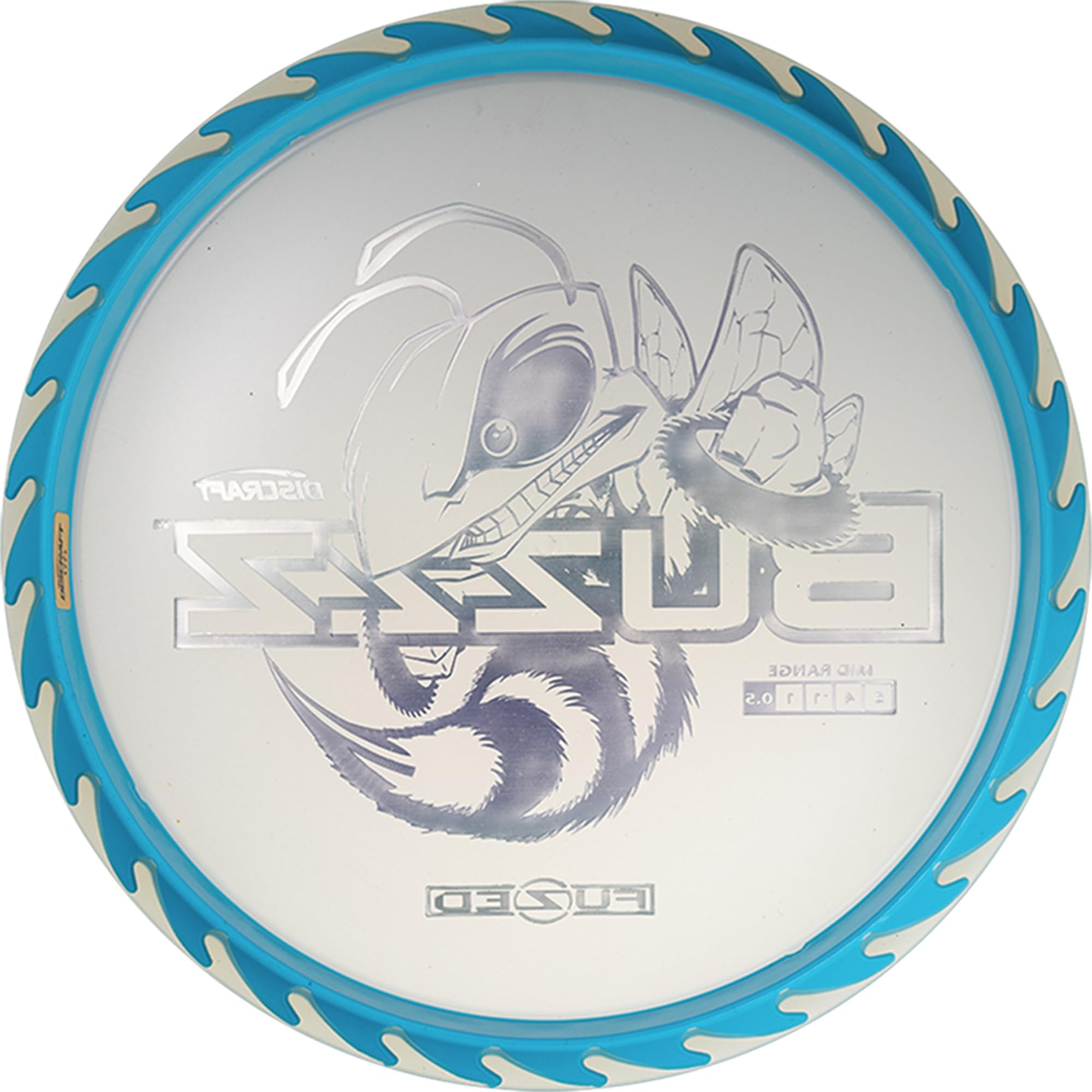 Discraft Fuzed Z Buzzz backstamp detail displaying artwork and brand durability