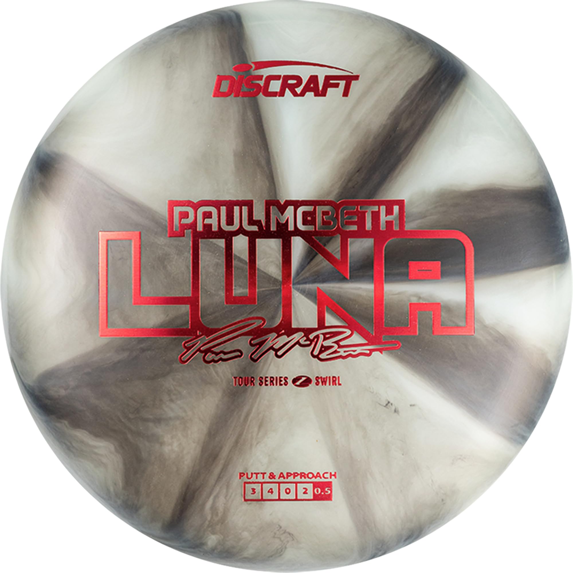 Discraft Luna in play near basket demonstrating neutral flight and confident stopping