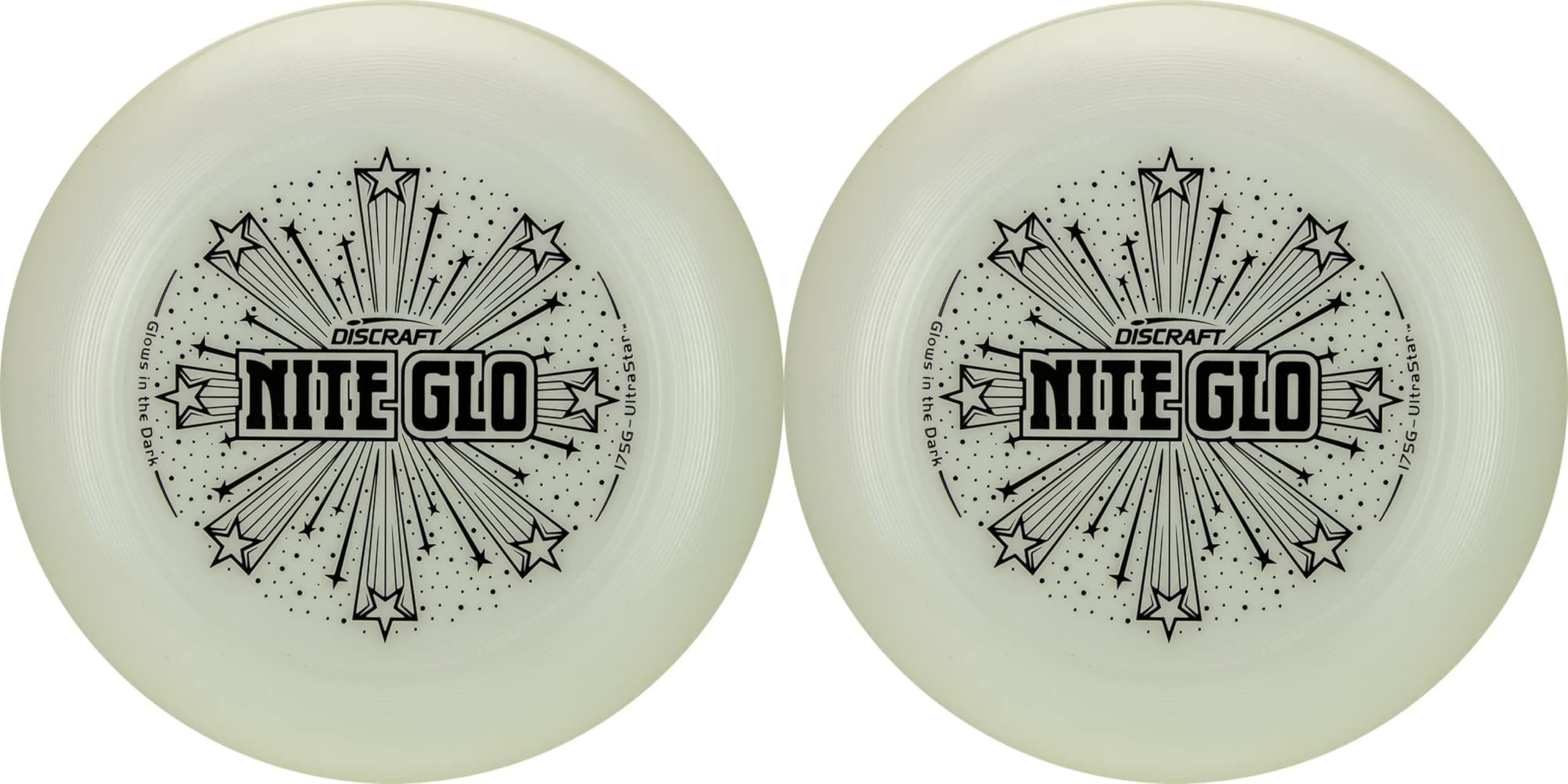 Discraft Ultra-Star front view showing official logo and glow finish for consistent play