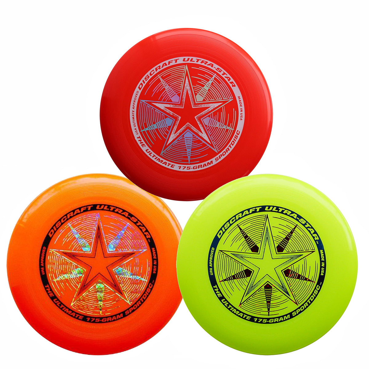 Discraft Ultra-Star front view showing logo and bright colors for easy identification