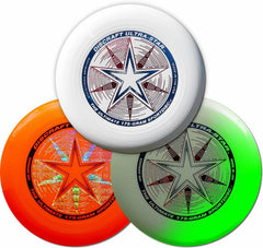 Discraft Ultra-Star front view showing three-disc bundle and regulation design benefits