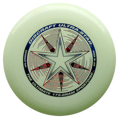 Discraft Ultra-Star glow disc illuminated demonstrating extended low-light usability