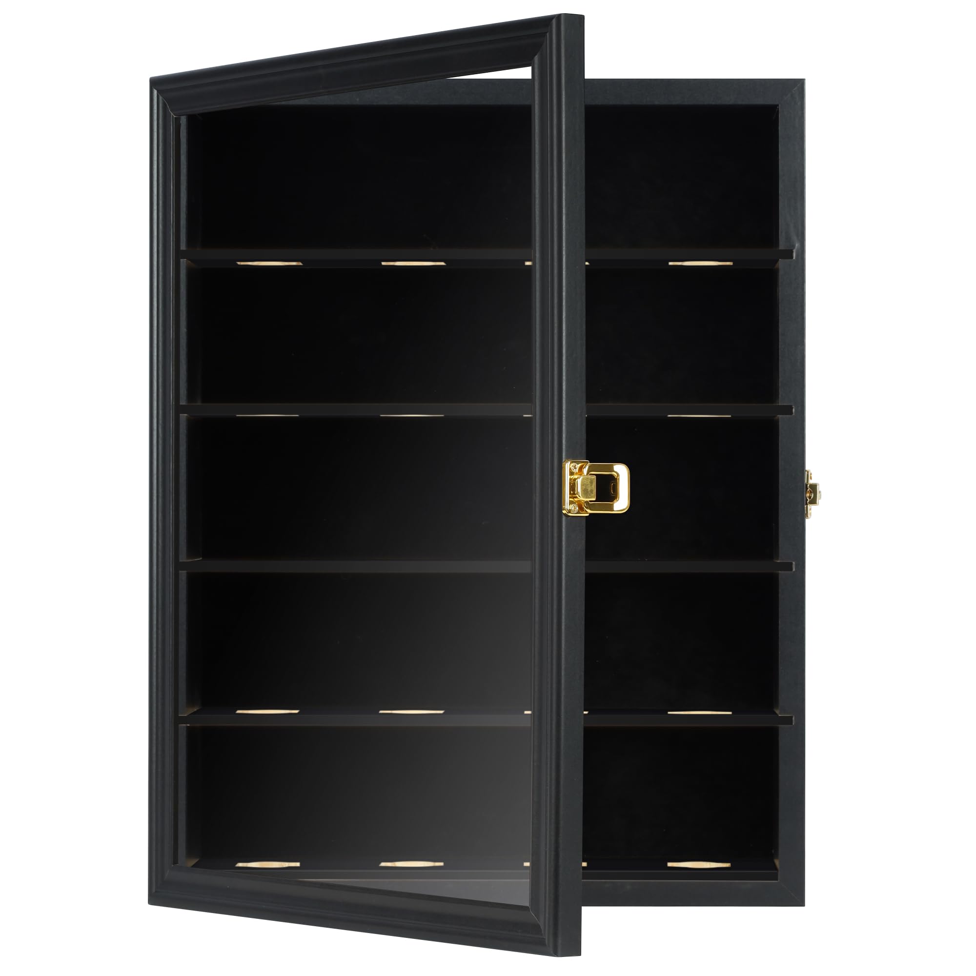 DisplayGifts brass hinges and wall brackets highlighting durable mounting and secure closure