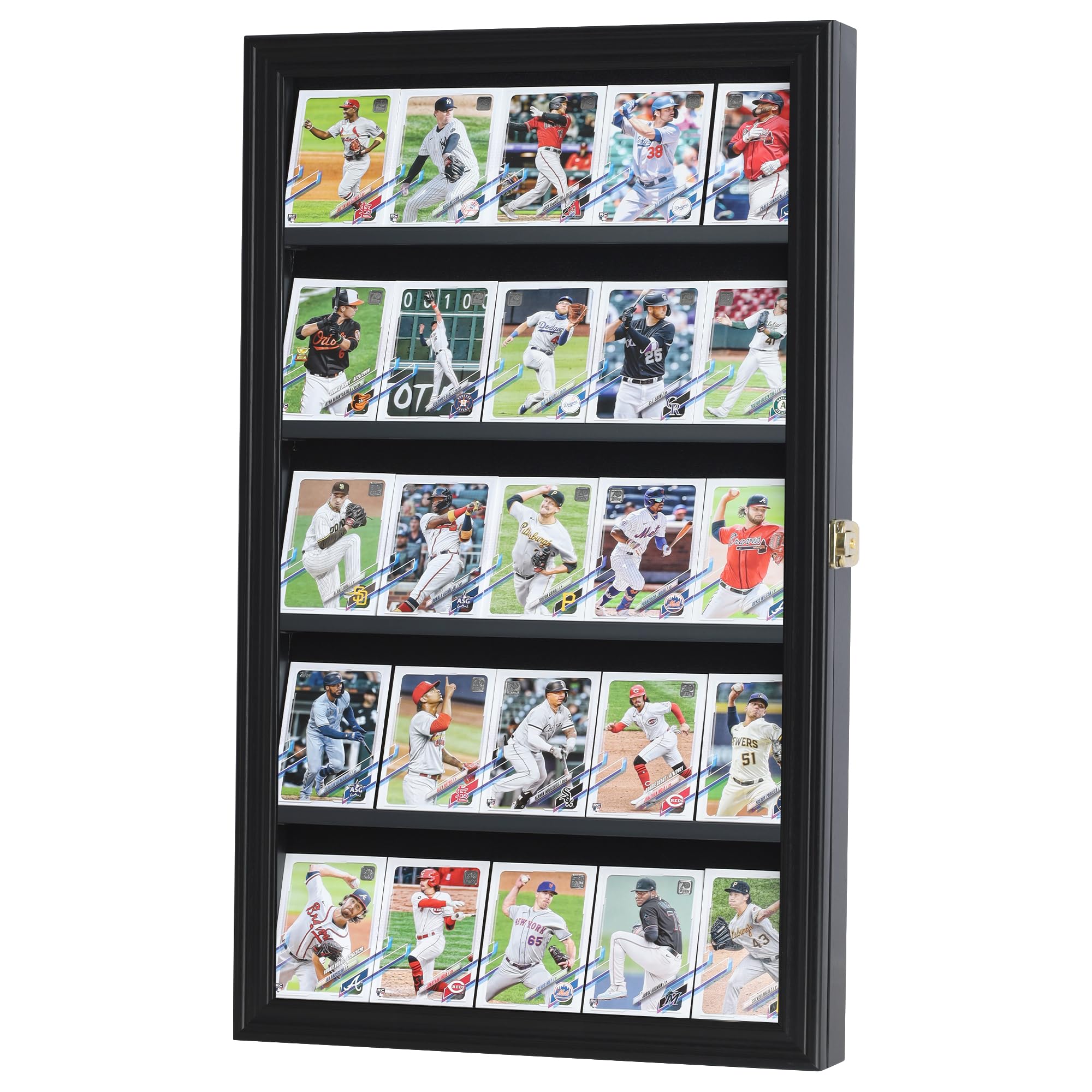 DisplayGifts beveled shelf close-up showing edge support to reduce puck sliding