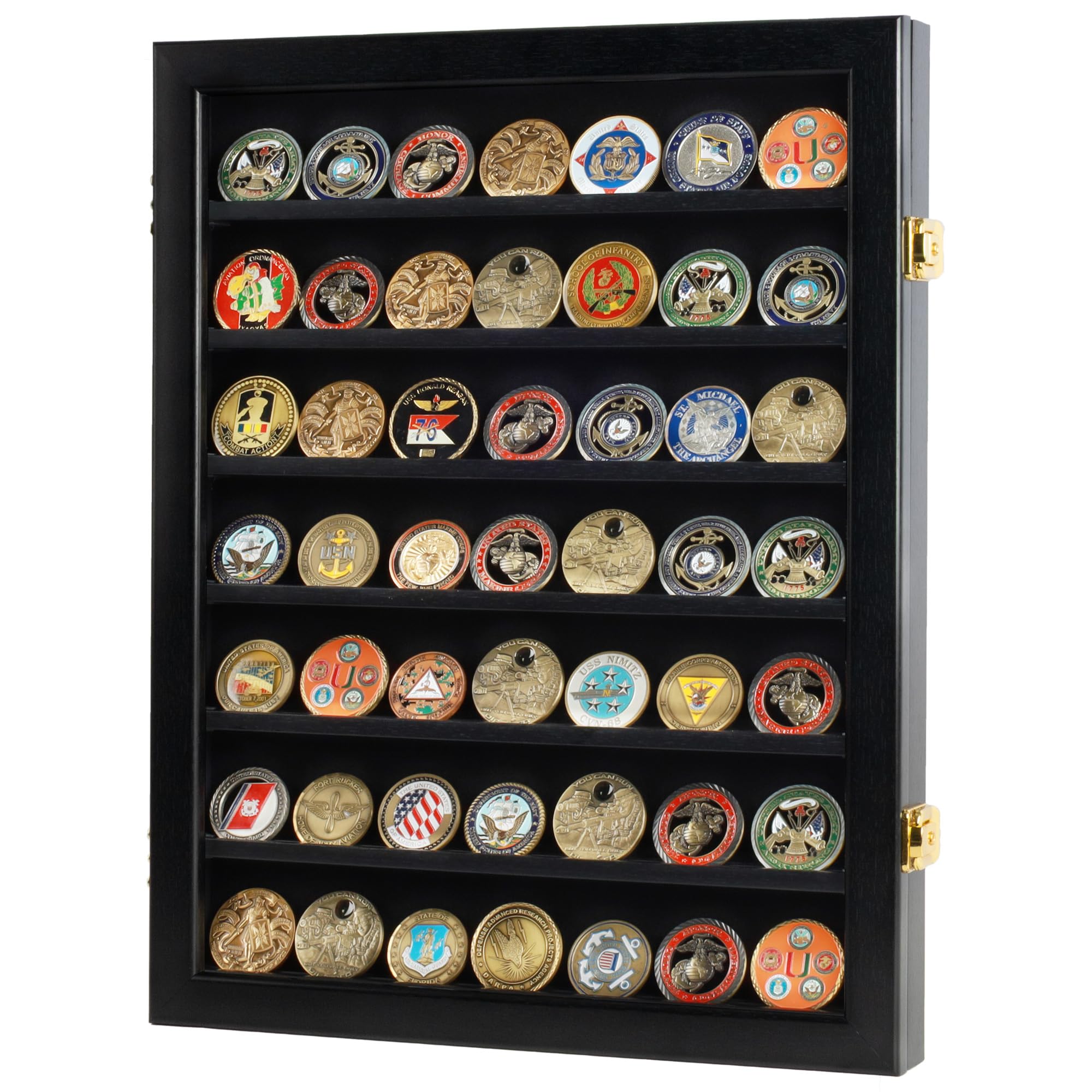 DisplayGifts front view black frame showcasing neat coin display and modern style
