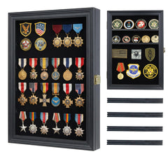 DisplayGifts front view of shadow box showing framed pins and UV protection