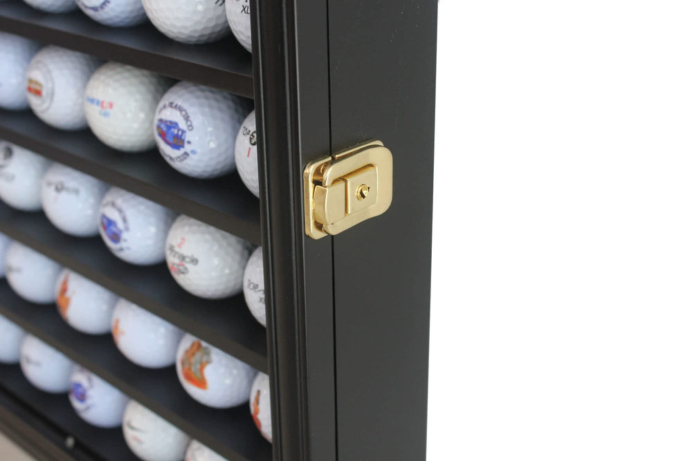 DisplayGifts lock latch closeup showing gold-plated anti-theft security
