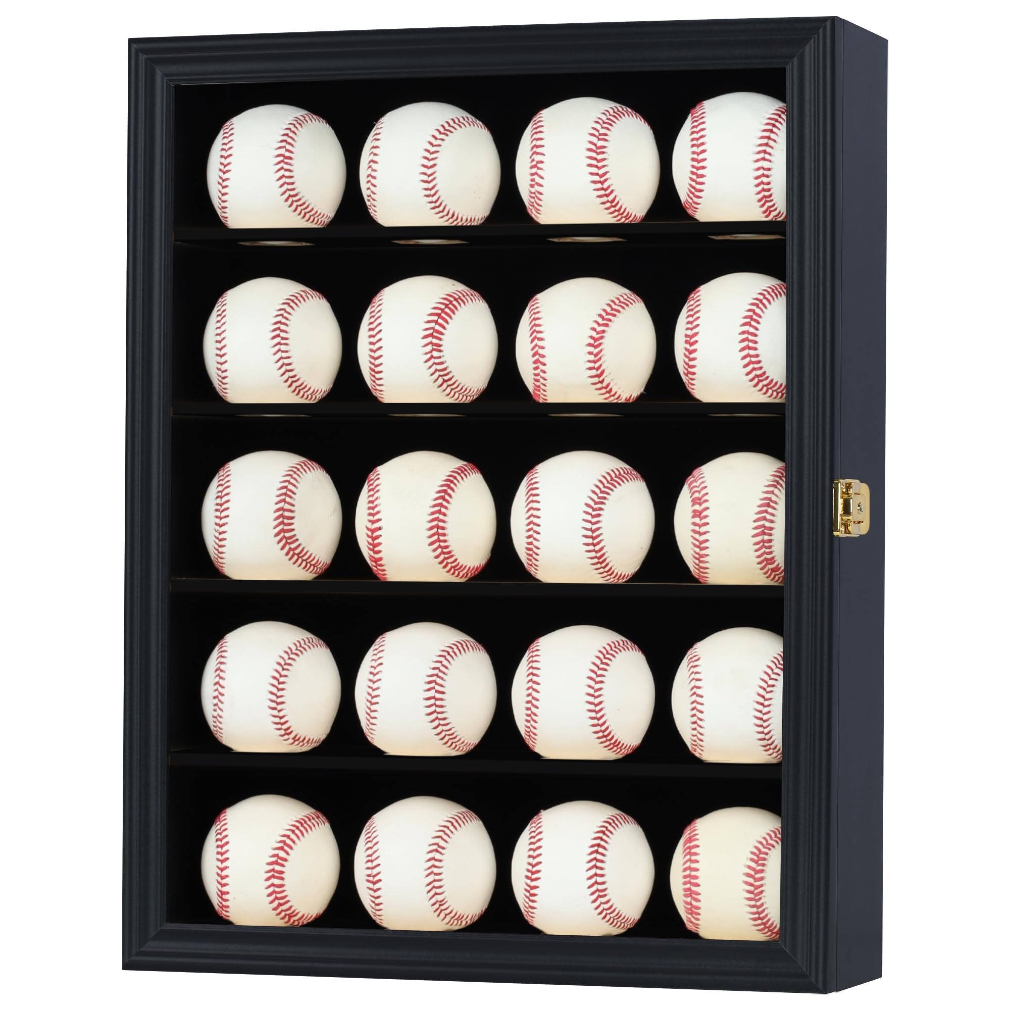 DisplayGifts open door revealing interior shelves and 40 item capacity for neat organization