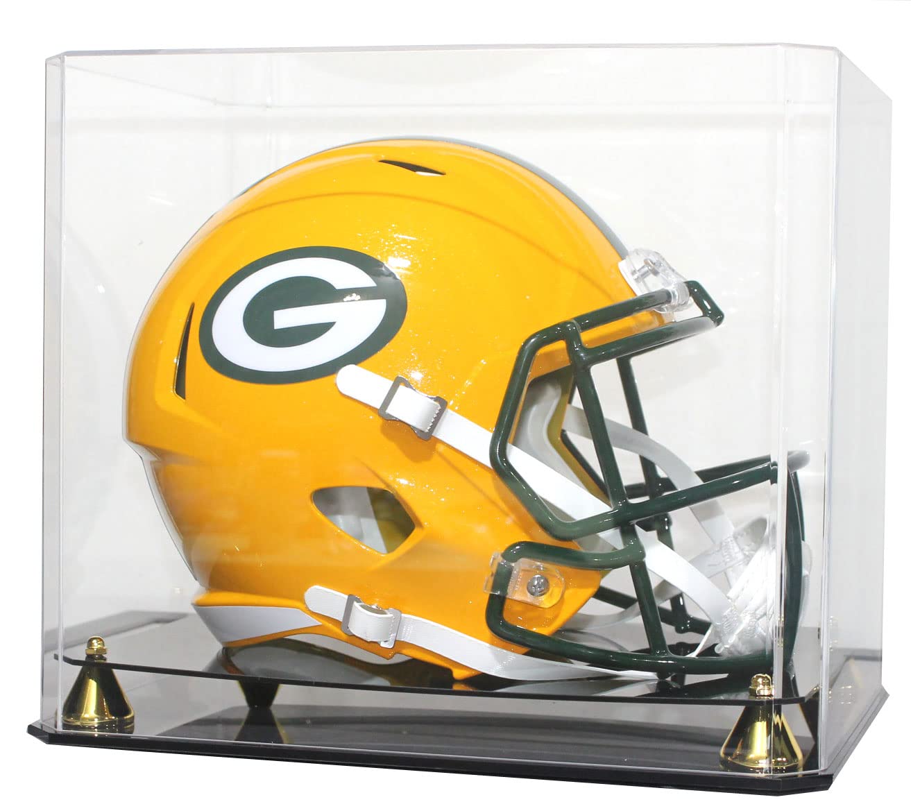 DisplayGifts scale comparison with full football helmet showing fit confirmation benefit