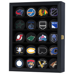DisplayGifts detailed shelf slot holding a ball securely to prevent rolling and shifting